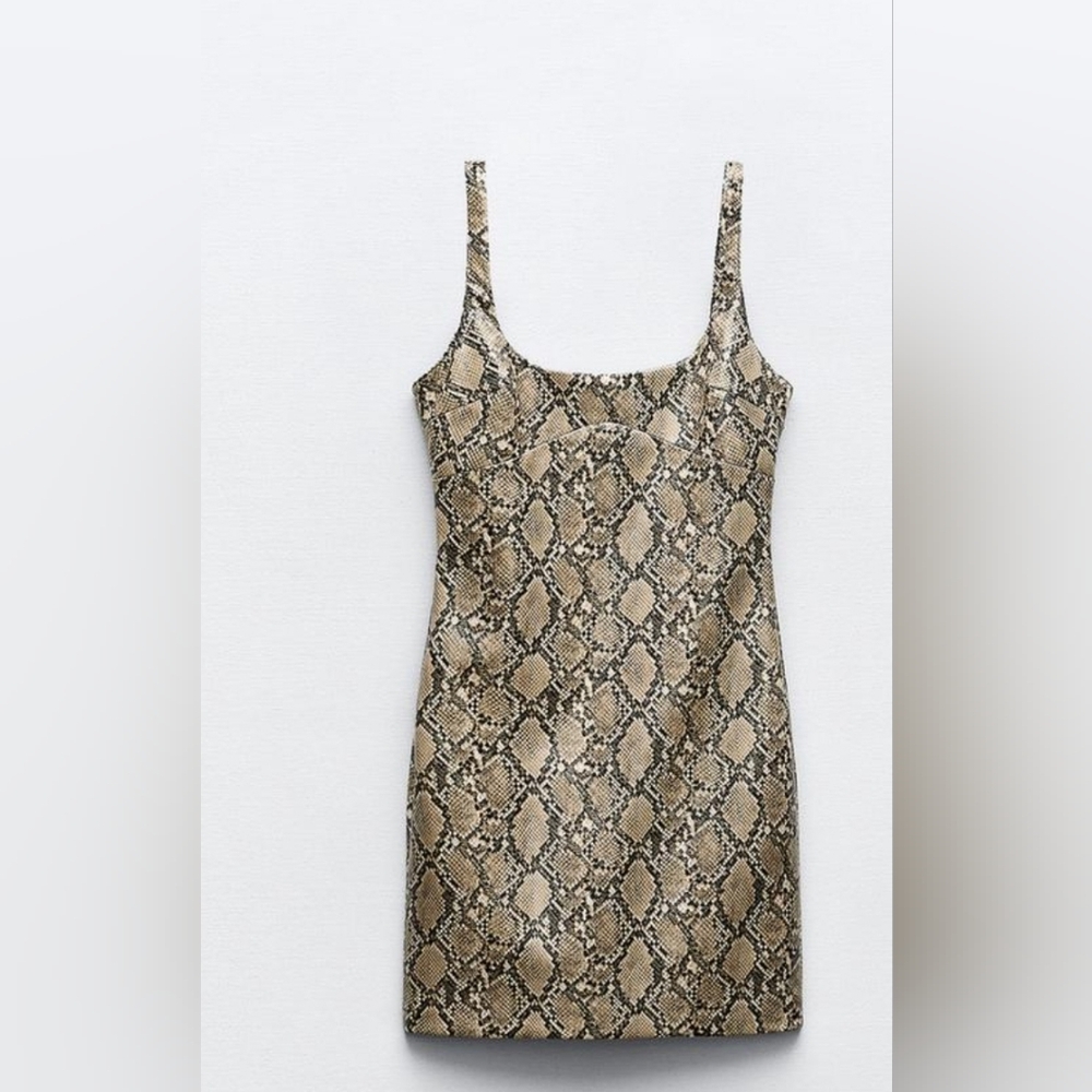 Zara faux leather snakeskin dress brand new , tag on